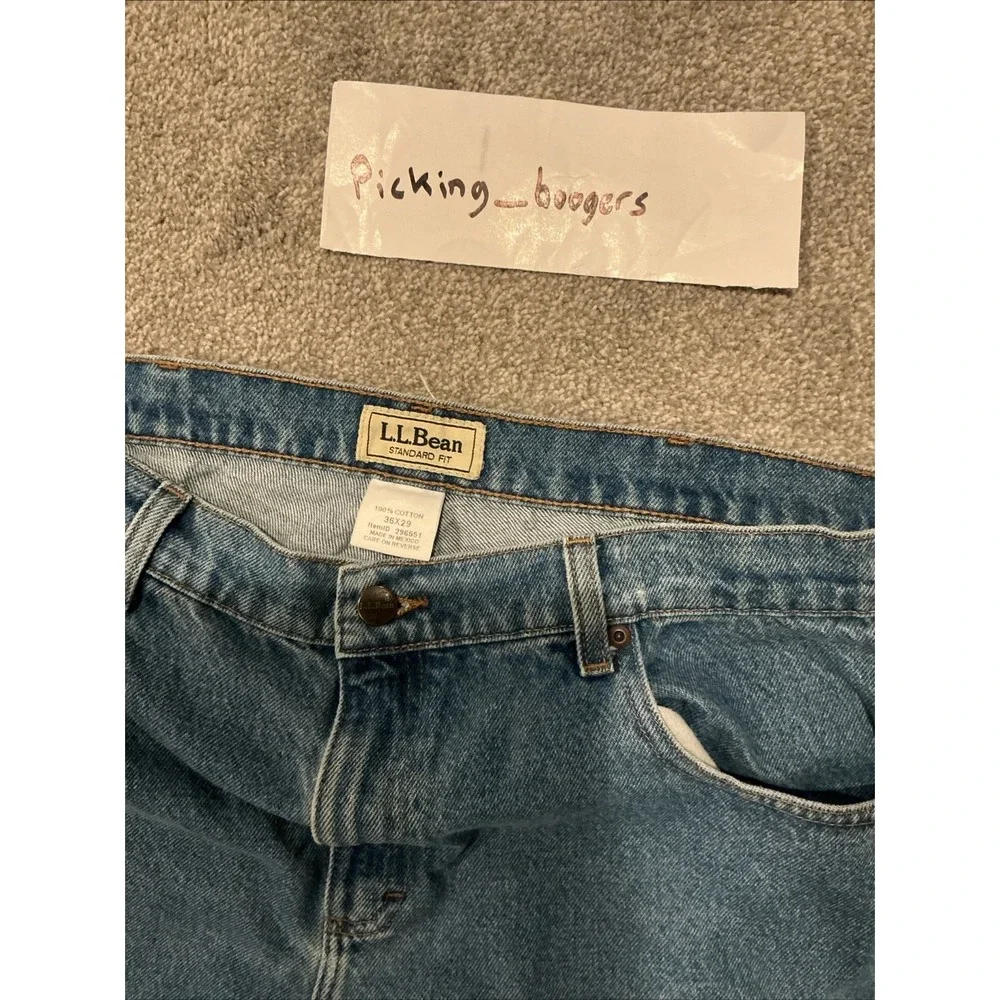 LL‎ Bean Mens Jeans 36x29 Blue Standard Fit Cotton Denim Pants